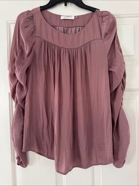 Mustard Seed Dusty Rose Gathered Long-Sleeve Blouse small
